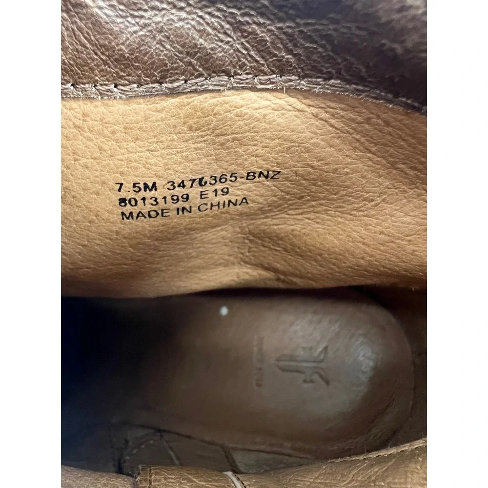 Frye‎ Amado Wedge Ankle Bootie Bronze Brown Leather 7.5